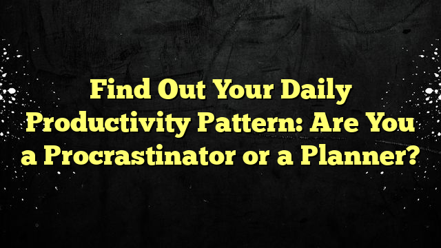 Find Out Your Daily Productivity Pattern: Are You a Procrastinator or a Planner?